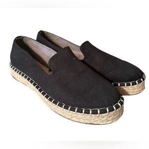 Joie Black Cara Espadrille Flats Womens Slip-On Canvas Jute Sole Shoes. Sz 9